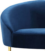 Navy velvet curved design modern loveseat by Meridian additional picture 3