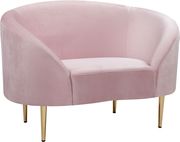 Pink velvet curved design modern sofa by Meridian additional picture 2