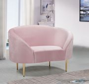 Pink velvet curved design modern sofa by Meridian additional picture 3