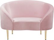 Pink velvet curved design modern sofa by Meridian additional picture 4