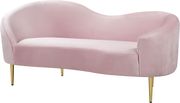 Pink velvet curved design modern sofa by Meridian additional picture 5