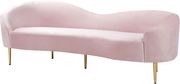 Pink velvet curved design modern sofa by Meridian additional picture 9