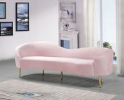 Pink velvet curved design modern sofa by Meridian additional picture 10