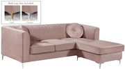 Pink velvet 2pc reversible sectional sofa by Meridian additional picture 2