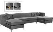 Oversized 3pcs gray velvet modern sectional by Meridian additional picture 3