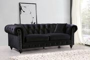 Black velvet fabric rolled arms design sofa by Meridian additional picture 2