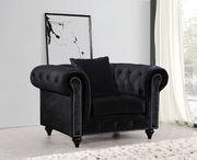 Black velvet fabric rolled arms design sofa by Meridian additional picture 4