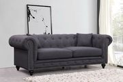 Gray linen fabric rolled arms design sofa by Meridian additional picture 2