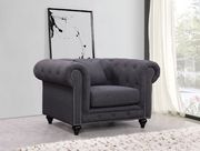Gray linen fabric rolled arms design sofa by Meridian additional picture 5