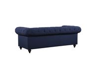 Navy linen fabric rolled arms design sofa by Meridian additional picture 3