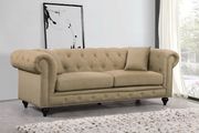 Sand linen fabric rolled arms design sofa by Meridian additional picture 2