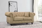 Sand linen fabric rolled arms design sofa by Meridian additional picture 4
