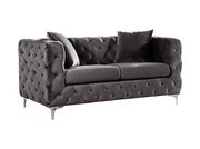 Contemporary tufted velvet fabric loveseat by Meridian additional picture 2
