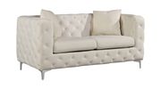 Contemporary tufted velvet fabric loveseat by Meridian additional picture 2