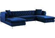 Velvet 3pcs double chaise sectional sofa by Meridian additional picture 2