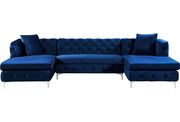 Velvet 3pcs double chaise sectional sofa by Meridian additional picture 4
