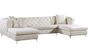 Velvet 3pcs double chaise sectional sofa by Meridian additional picture 2