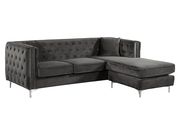 Reversible chaise velvet tufted sectional sofa by Meridian additional picture 3