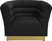 Black velvet horizontal tufting modern chair by Meridian additional picture 3