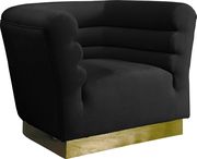 Black velvet horizontal tufting modern chair by Meridian additional picture 4