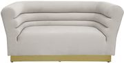 Cream velvet horizontal tufting modern sofa by Meridian additional picture 4