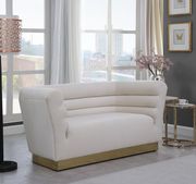 Cream velvet horizontal tufting modern sofa by Meridian additional picture 8