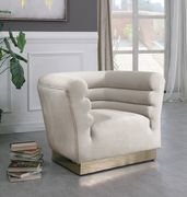 Cream velvet horizontal tufting modern sofa by Meridian additional picture 9
