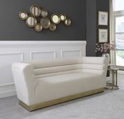 Cream velvet horizontal tufting modern sofa by Meridian additional picture 10
