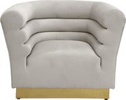 Cream velvet horizontal tufting modern chair by Meridian additional picture 3