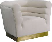Cream velvet horizontal tufting modern chair by Meridian additional picture 4