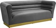 Gray velvet horizontal tufting modern sofa by Meridian additional picture 4