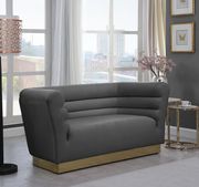 Gray velvet horizontal tufting modern sofa by Meridian additional picture 6