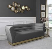 Gray velvet horizontal tufting modern sofa by Meridian additional picture 8