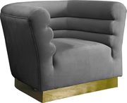 Gray velvet horizontal tufting modern chair by Meridian additional picture 4