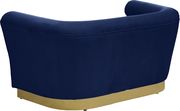 Navy velvet horizontal tufting modern sofa by Meridian additional picture 2
