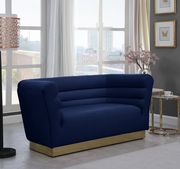 Navy velvet horizontal tufting modern sofa by Meridian additional picture 6