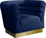 Navy velvet horizontal tufting modern sofa by Meridian additional picture 7