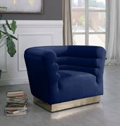 Navy velvet horizontal tufting modern sofa by Meridian additional picture 8