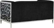 Contemporary black velvet loveseat w/ chrome metal additional photo 3 of 2