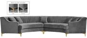 Gray 2pcs oversized curved sectional sofa by Meridian additional picture 3