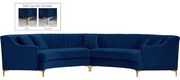 Navy 2pcs oversized curved sectional sofa by Meridian additional picture 3