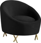 Black velvet rounded back contemporary chair by Meridian additional picture 3