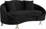 Black velvet rounded back contemporary loveseat by Meridian additional picture 2