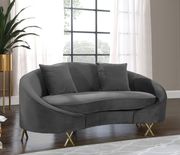 Gray velvet rounded back contemporary sofa by Meridian additional picture 3