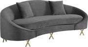 Gray velvet rounded back contemporary sofa by Meridian additional picture 8