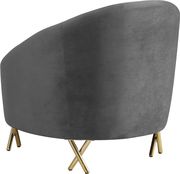 Gray velvet rounded back contemporary chair by Meridian additional picture 2