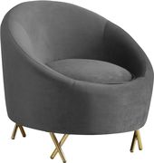 Gray velvet rounded back contemporary chair by Meridian additional picture 3
