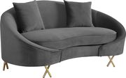 Gray velvet rounded back contemporary loveseat by Meridian additional picture 3