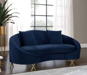 Navy velvet rounded back contemporary sofa by Meridian additional picture 3
