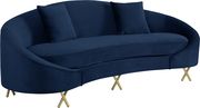 Navy velvet rounded back contemporary sofa by Meridian additional picture 8